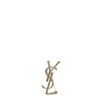 Saint Laurent Monogram Textured Brooch - female - Saint Laurent - Brooches - Yellow - ONE SIZE - Accessories