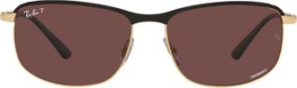 Ray-Ban Chromance 60mm Polarized Pillow Sunglasses in Black Gold at Nordstrom