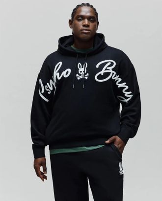 Psycho Bunny Big And Tall Tate Chenille Hoodie 001 BLACK / 1XLT