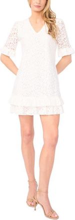 CeCe by Cynthia Steffe Lace V-Neck Minidress in New Ivory at Nordstrom, Size Xx-Large