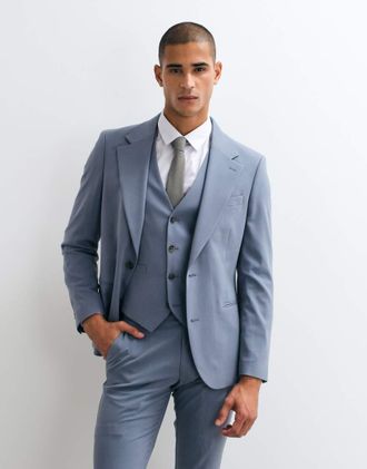 Asos Blazer skinny da abito blu