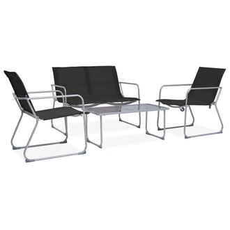 Berkfield Home 4 Piece Garden Lounge Set Fabric & Steel Black