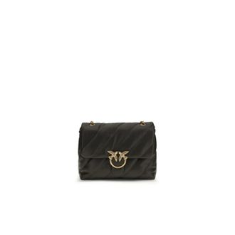 Pinko Shoulder Bags, female, Black, Size: ONE SIZE Bos Taurus Shoulder Bag
