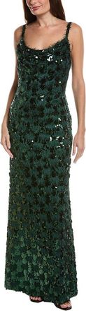 Sho Sho By Tadashi Shoji Eyelash Fringe & Sequin Maxi Dress