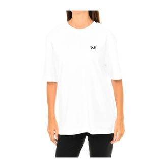 Calvin Klein T-Shirts, female, White, S, Short Sleeve T-shirt with Embroidered Detail