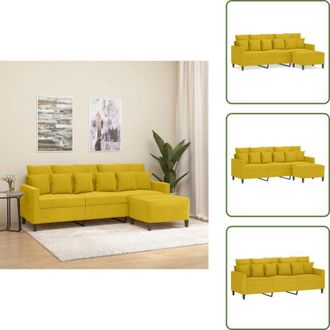 vidaXL Divano giallo - vidaXL Divano a 3 Posti con Poggiapiedi Giallo 180cm in Velluto - Poltrona con poggiapiedi