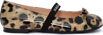 Dolce & Gabbana Ballerinas, female, Brown, Size: 32 EU Ballet Flats in Printed Shiny Calfskin