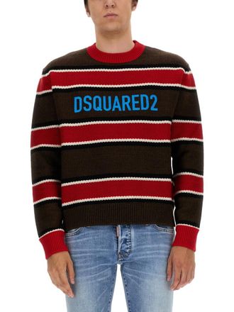 Dsquared2 Multicolor Stripes Crew Neck Sweater