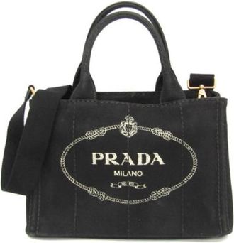 Prada Pre-owned Tote Bags, female, Black, Size: ONE SIZE Pre-owned Canvas Tote Bag