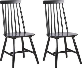 Beliani Beliani - Conjunto De 2 Sillas De Comedor De Madera Maciza Negra Burbank