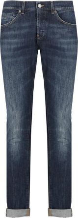 Dondup Blauwe Katoenen Jeans met Borduurwerk - Heren - Slim Fit Jeans - Blauw - W35 - Katoen - Jeans
