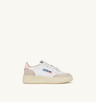 Autry MEDALIST KIDS LOW SNEAKERS IN WHITE AND CREOLE PINK SUEDE