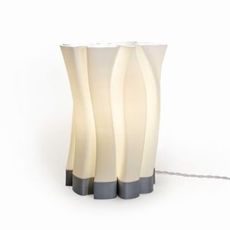 Jonathan Y Designs Flame 13.5 Modern Bohemian Plant-Based PLA 3D Printed Dimmable LED Table Lamp in White/gray at Nordstrom