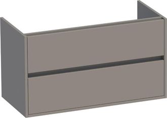 Marcel Breuer Adore wastafelonderkast - 100x46x55cm - 2 softclose lades - greeploos - 1 sifon uitsparing - mat taupe