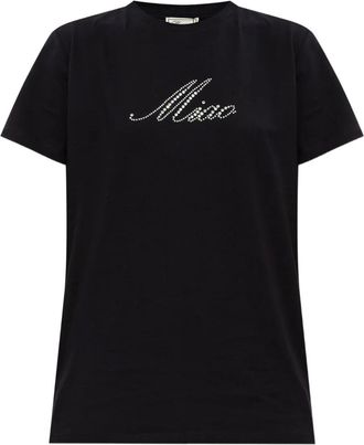 Blumarine T-shirt con decorazione di cristalli - Nero