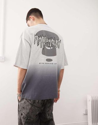 Aape By A Bathing Ape Aape By A Bathing Ape - T-shirt grigia multicolore sfumata con stampa del logo sul retro-Grigio