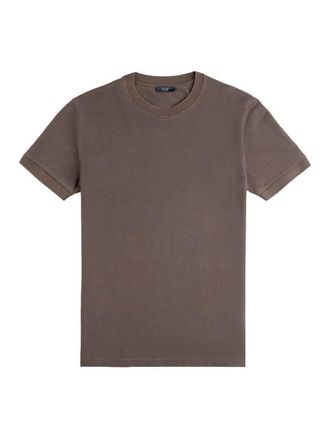 Fay T-Shirt In Brown Piquet Cotton With Crew Neck