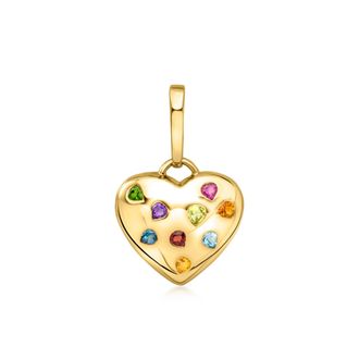 Ross-Simons Multi-Gemstone Heart Pendant in 18kt Gold Over Sterling