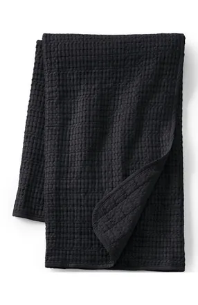 Lands End Waffle Weave Throw Blanket in Black Slate at Nordstrom