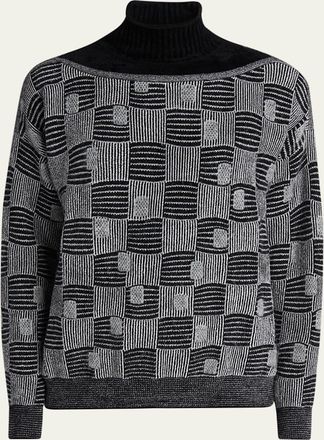 Giorgio Armani Mens Geometric Relaxed-Fit Turtleneck Sweater