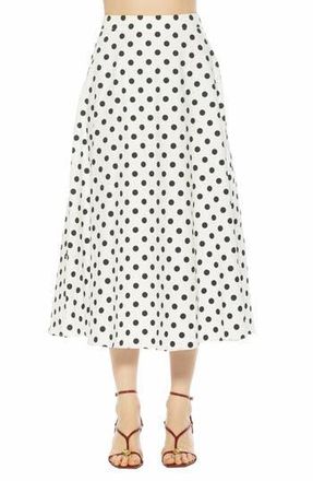Alexia Admor Brilyn Linen Midi Skirt in Ivory Polka at Nordstrom Rack, Size 10