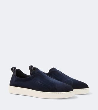 Santoni Suede slip-on sneakers