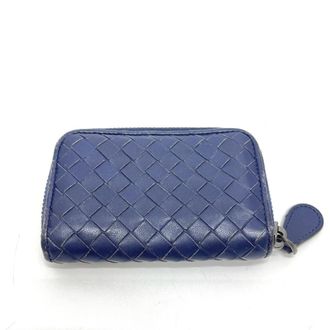 Bottega Veneta Intrecciato Blue Leather Coin Purse/Coin Case (Pre-Owned)