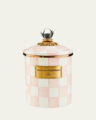 MacKenzie-Childs Rosy Check Enamel Canister, Medium
