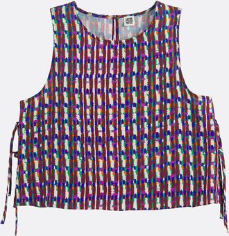 La Redoute Collections Bedrukte mouwloze top met bandjes aan de zijkanten