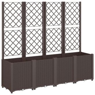 vidaXL Jardinera Con Enrejado Pp Marr&oacute;n 160x40x140 Cm Vidaxl