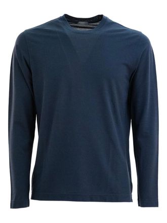 Zanone long-sleeve crew-neck T-shirt - men - Cotton - 58 - Blue