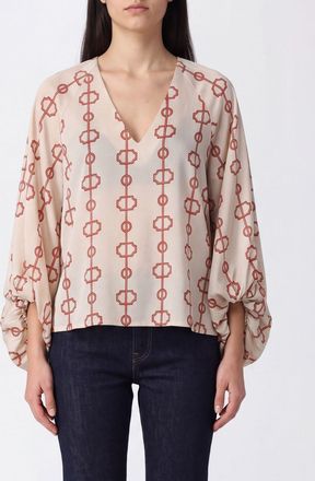By Malene Birger Blusa in cr&ecirc;pe con stampa grafica e scollo a V
