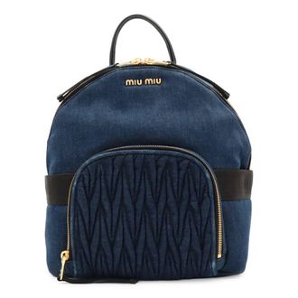 Miu Miu Blue Denim Leather Backpack (Pre-Owned)