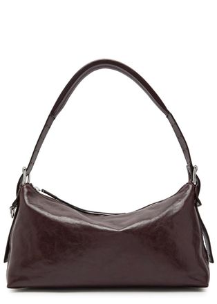 Christophe Lemaire Belted Baguette Leather Shoulder bag - Dark Brown - One Size