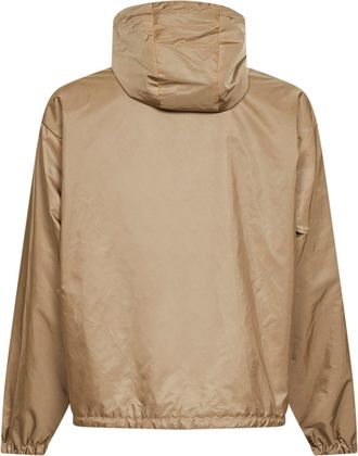 Prada Mens Hooded Reversible Re-Nylon Jacket Camel Recycled Polyamide Bomber