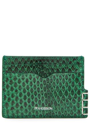 J.W.Anderson Loafer Snake-effect Leather Card Holder - Green - One Size