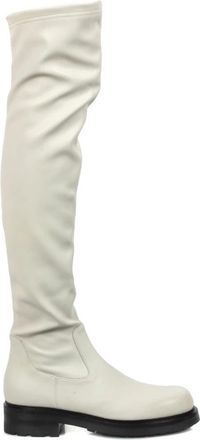 Elena Iachi Stretch leren dijhoge laarzen - Dames - Over de knie laarzen - Beige - 36 EU - Leer - Schoenen