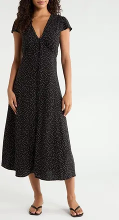 Nobody's Child Avery Polka Dot Midi Dress in Black at Nordstrom, Size 12