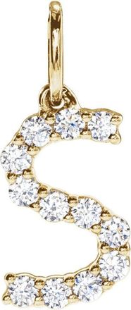 Diamond2Deal 14k Gold 1/5ct Lab-Grown Diamond Initial S Pendant