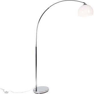 QAZQA Moderno L&aacute;mpara De Arco Inteligente Cromada Con Pantalla Blanca Incl. Wifi A60 - Arc Basic Acero /pl&aacute;stico Redonda /alargada Adecuado Para Led Max. 1 