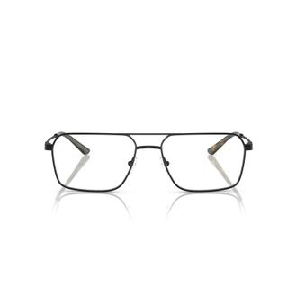 Emporio Armani 0ea1166 Rectangular Black Metal Frame Eyeglasses with Tortoiseshell Detail
