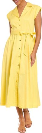 London Times Tie Waist Cap Sleeve Shirtdress in Sunshine at Nordstrom Rack, Size X-Large