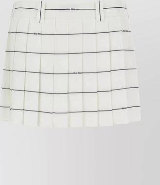Miu Miu checkered high-waisted mini skirt with pleated design
