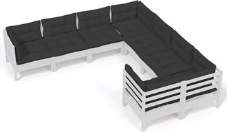 vidaXL Muebles De Jard&iacute;n 8 Pzas Y Cojines Blanco Madera Maciza De Pino Vidaxl