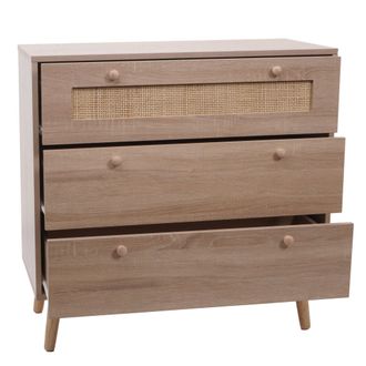 Hhg Hhg - Nunca Usado] Cajonera 214, Mueble Aparador Aparador Alto, Kubu Rat&aacute;n Madera Melamina, 78x80x39cm Aspecto Roble