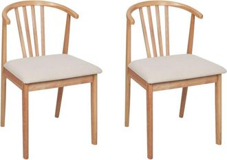 Beliani Set of 2 Dining Chairs CRAIG Wood Light Brown/ Beige