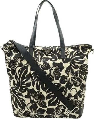 Prada Pre-owned Tote Bags, female, Multicolor, Size: ONE SIZE Pre-owned Nylon Leather Tote Bag