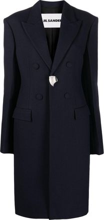 Jil Sander single-button wool coat - women - Polyamide/Viscose/Virgin Wool - 42 - Blue