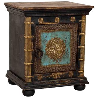 Wanderlust Deco Mesita De Noche De Madera Artesanal Negra 50x40x59h Cm