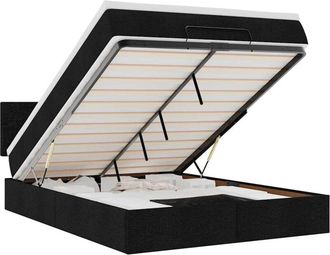 vidaXL Cama Otomana Con Colch&oacute;n Tela Negra 140x200 Cm Vidaxl